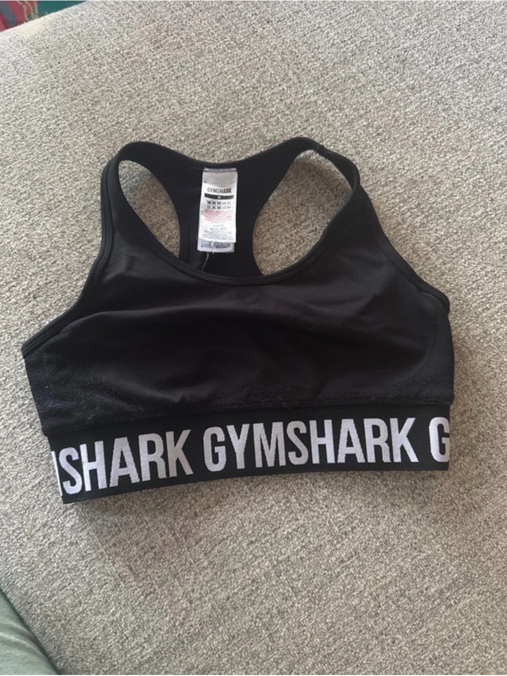 Gymshark Black Racerback Logo Elastic Sports Bra